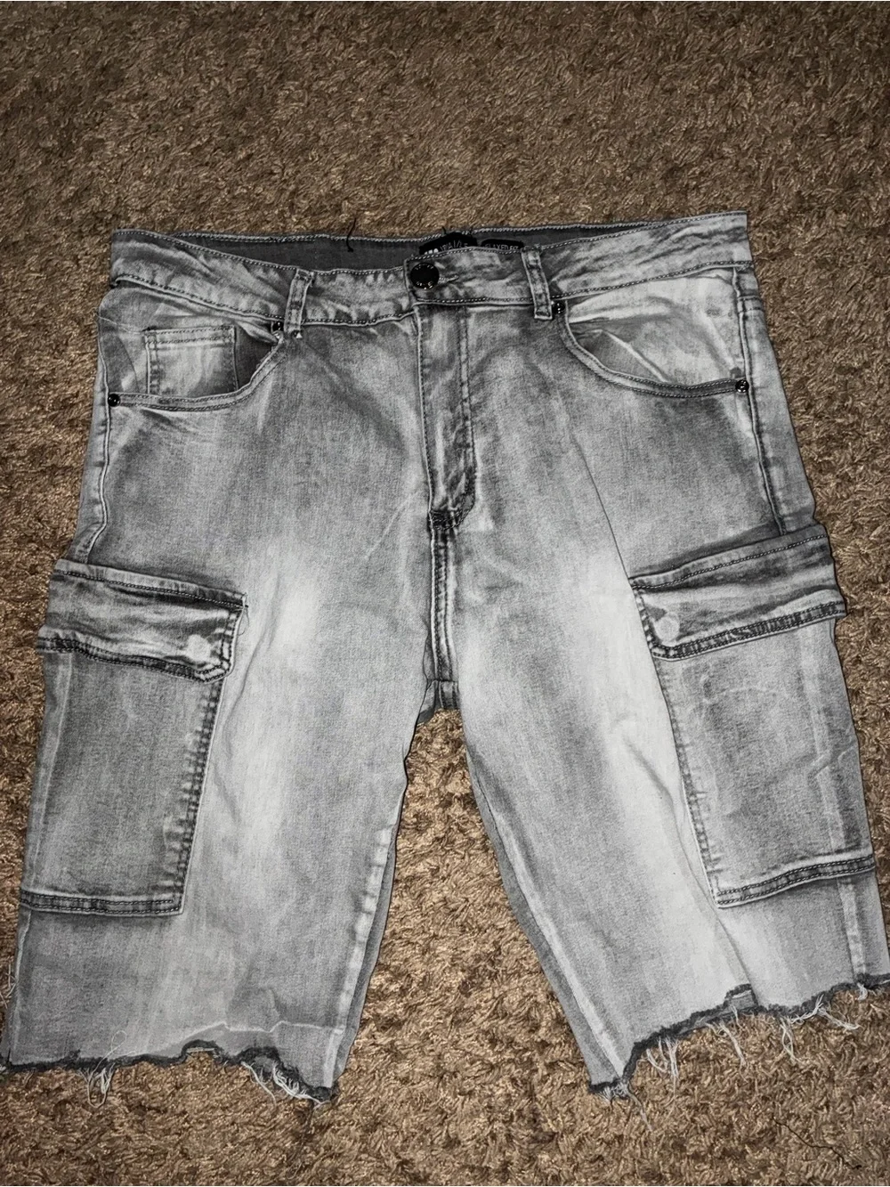 Men's Gray Cargo Denim Shorts